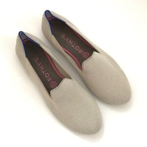 ROTHY’S The Loafer Round Toe Slip On Linen Double Stitch Cream Women's Size 9.5